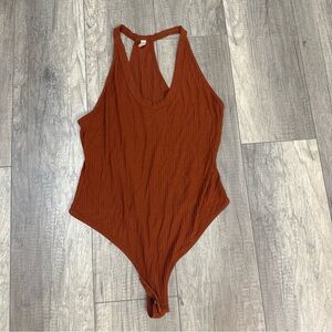 Free People Orange Racerback Bodysuit